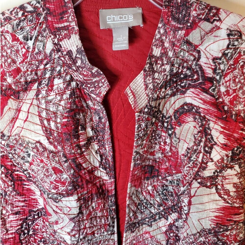 Chico's Open Style Quilted Jacket, Chico's Size 1 / Medium - Picture 2 of 5